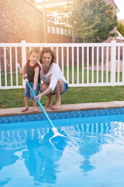 Regular maintenance keeps pool water sparkling