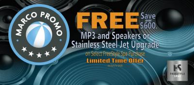 FREE MP3 and Speakers with select FREESTYLE SPAS