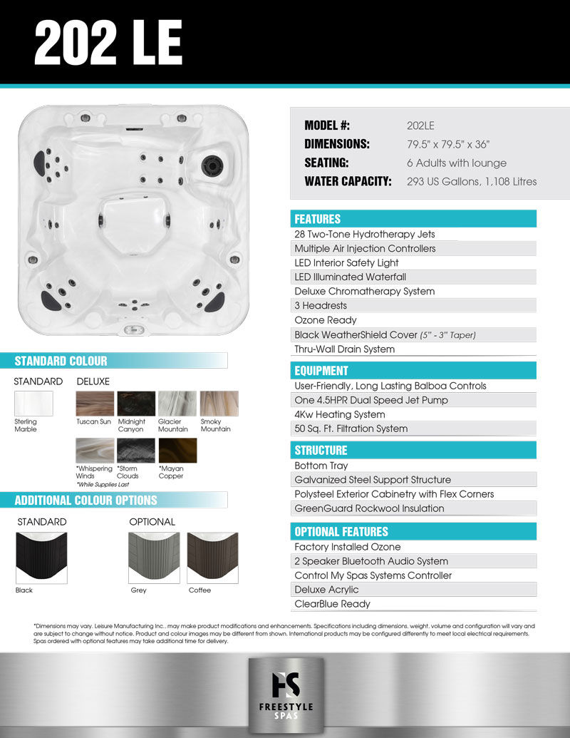 LE Series 202 LE HOT TUB 220V LE Series Products AquaBlue Welland